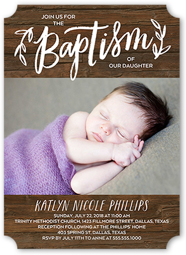 Young Purification Baptism Invitation, Brown, Pearl Shimmer Cardstock, Ticket