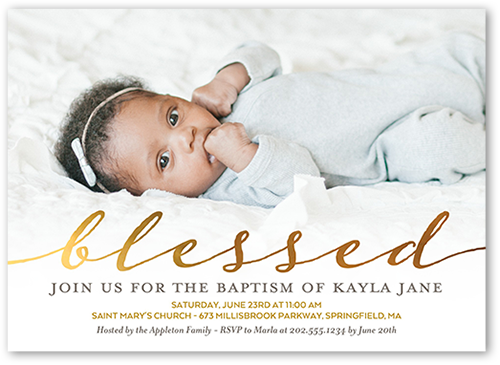 Delightful Christening Baptism Invitation, White, Standard Smooth Cardstock, Square, White