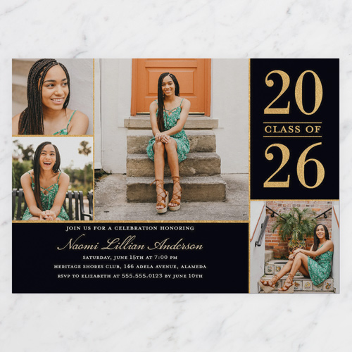 Proud Moment Graduation Invitation, Black, 5x7 Flat, Luxe Double-Thick Cardstock, Square, Black