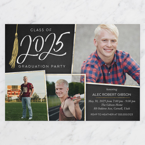 Extraordinary Tassel Graduation Invitation, Grey, Luxe Double-Thick Cardstock, Square
