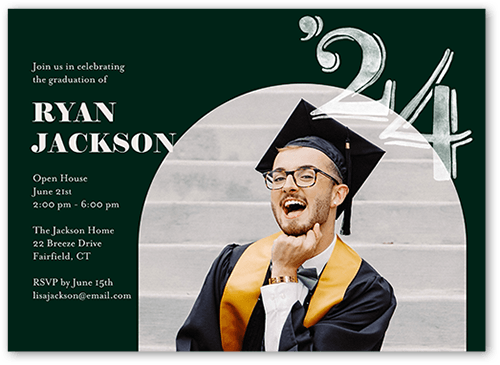 Composed Year Graduation Invitation, Green, 5x7, Standard Smooth Cardstock, Square