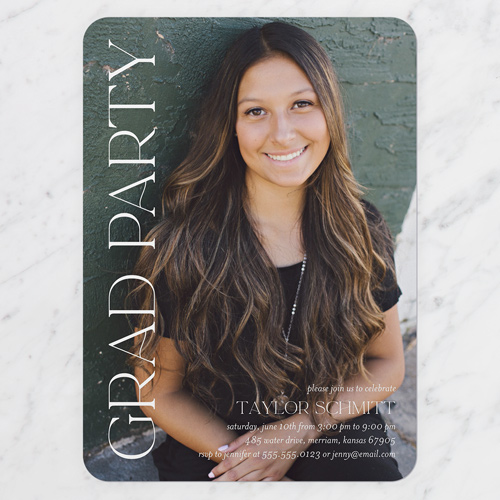 Traditional Sentiment Graduation Invitation, White, none, 5x7 Flat, 100% Recycled Cardstock , Rounded, White