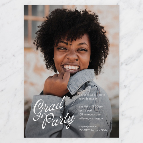 Whimsical Luster Graduation Invitation, White, none, 5x7 Flat, Matte, Signature Smooth Cardstock, Square, White