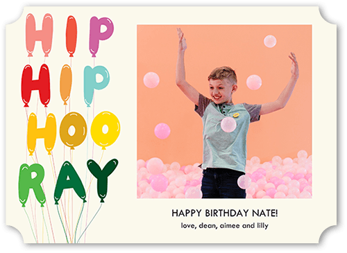 Hooray Day Birthday Card, Yellow, 5x7 Flat, Pearl Shimmer Cardstock, Ticket