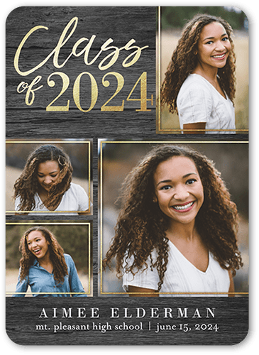 Natural Grad Graduation Announcement, none, Grey, 5x7 Flat, Standard Smooth Cardstock, Rounded