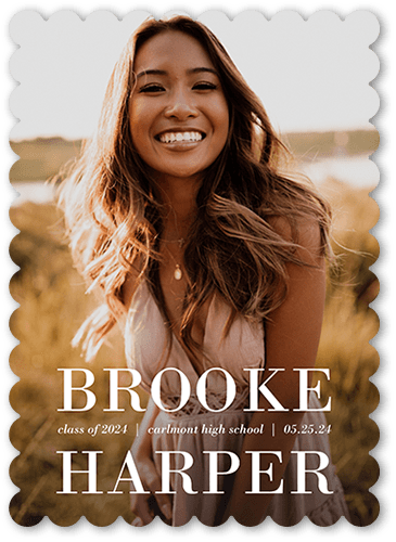 Basic Namesake Graduation Announcement, White, none, 5x7, Matte, Signature Smooth Cardstock, Scallop