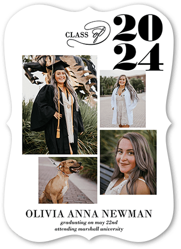 Graceful Class Graduation Announcement, none, White, 5x7 Flat, Matte, Signature Smooth Cardstock, Bracket