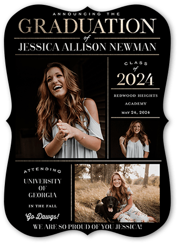 Info Grid Graduation Announcement, Black, 5x7, Matte, Signature Smooth Cardstock, Bracket