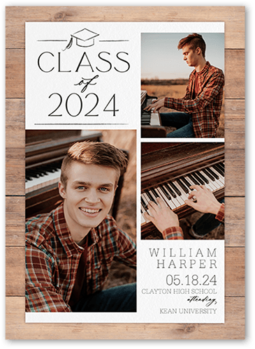 Classy Commencement Graduation Announcement, White, 5x7 Flat, Matte, Signature Smooth Cardstock, Square