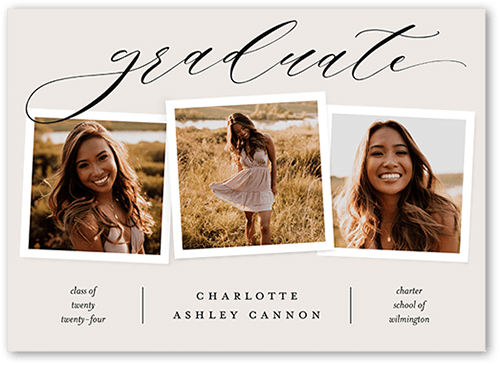 Scholastic Snapshots Graduation Announcement, Grey, 5x7 Flat, Pearl Shimmer Cardstock, Square