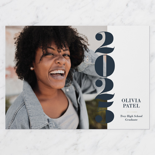 Graceful Graduate Graduation Announcement, White, 5x7 Flat, 100% Recycled Cardstock , Square, White