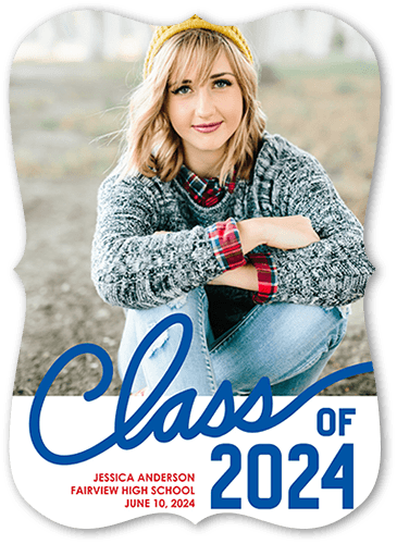 Proud Class Graduation Announcement, White, 5x7 Flat, Pearl Shimmer Cardstock, Bracket