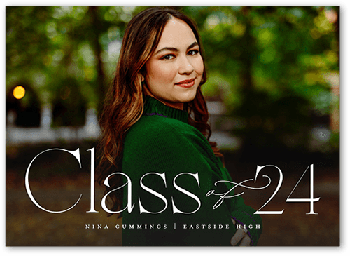 Elegantly Etched Graduation Announcement, White, 5x7, Luxe Double-Thick Cardstock, Square