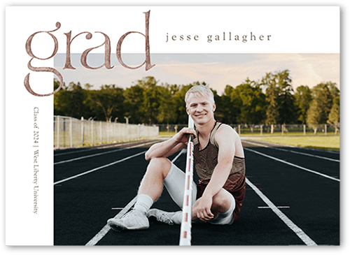 Painted Grad Graduation Announcement, White, 5x7, Pearl Shimmer Cardstock, Square