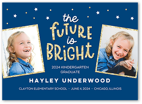 Brilliant Future Graduation Announcement, Blue, 5x7 Flat, 100% Recycled Cardstock ?, Square