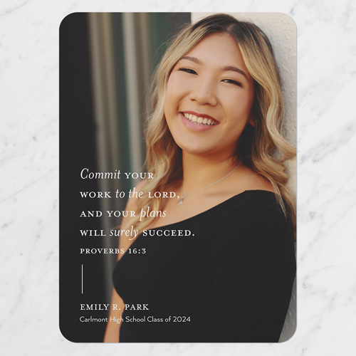 Surely Succeed Graduation Announcement, White, 5x7 Flat, Pearl Shimmer Cardstock, Rounded