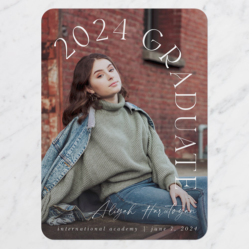 Type Dome Graduation Announcement, Rounded Corners