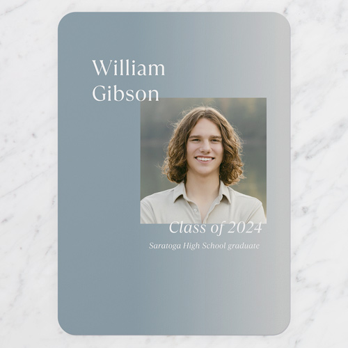 Elegant Gradient Graduation Announcement, Blue, 5x7 Flat, Standard Smooth Cardstock, Rounded