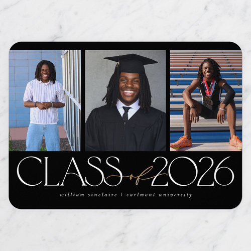 Class Classic Graduation Announcement, Black, 5x7 Flat, Matte, Signature Smooth Cardstock, Rounded, Black