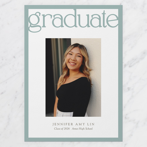 Boldly Said Graduation Announcement, Green, 5x7 Flat, Matte, Signature Smooth Cardstock, Square, Desert Green