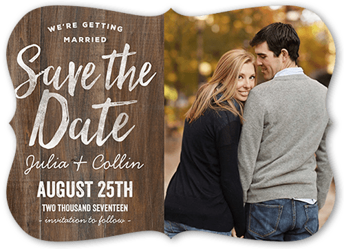 Getting Married Save The Date, Brown, Pearl Shimmer Cardstock, Bracket
