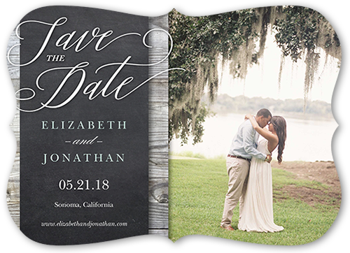 Wood Frame Save The Date, Grey, none, 5x7 Flat, Matte, Signature Smooth Cardstock, Bracket, White