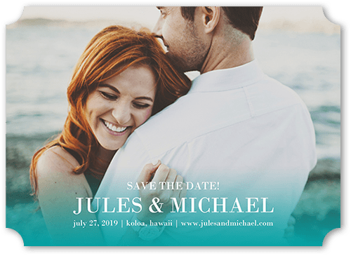 Enchanted Ending Save The Date, Blue, 5x7 Flat, Pearl Shimmer Cardstock, Ticket