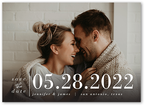 Sizable Date Save The Date, White, 5x7 Flat, Matte, Signature Smooth Cardstock, Square, White