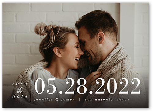 Sizable Date Save The Date, White, 5x7 Flat, Matte, Signature Smooth Cardstock, Square