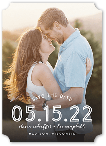 Gradient Love Save The Date, White, 5x7 Flat, Pearl Shimmer Cardstock, Ticket