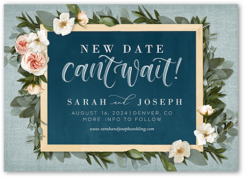 Bohemian Flowers Save The Date, Green, 5x7 Flat, Matte, Signature Smooth Cardstock, Square