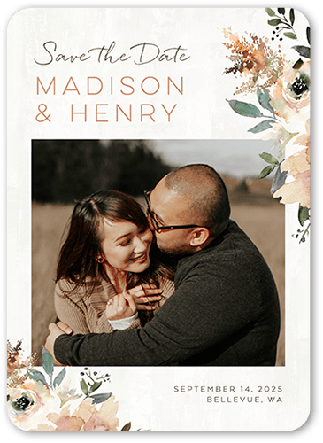 Painted Promise Save The Date, Beige, 5x7 Flat, Pearl Shimmer Cardstock, Rounded, Pueblo