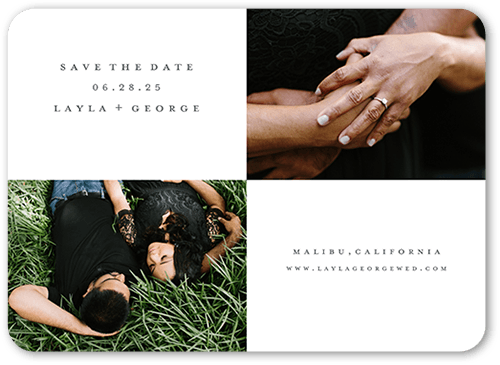 Clean Framework Save The Date, White, 5x7 Flat, Standard Smooth Cardstock, Rounded, White