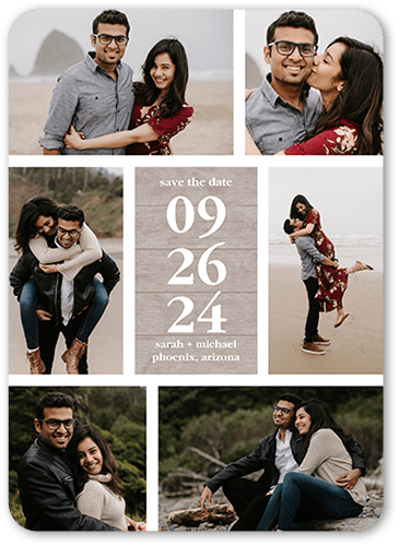 Minimal Rustic Save The Date, Grey, 5x7, Standard Smooth Cardstock, Rounded