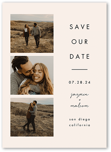 Novel Layout Save The Date, Beige, 5x7 Flat, 100% Recycled Cardstock , Square