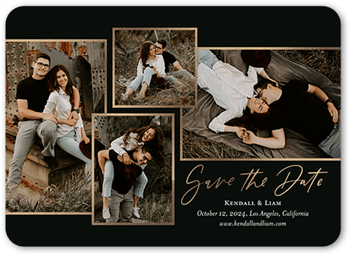 Fresh Frames Save The Date, Black, 5x7 Flat, 100% Recycled Cardstock , Rounded