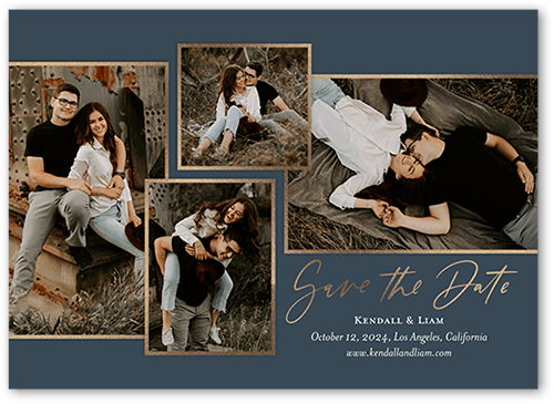 Fresh Frames Save The Date, Grey, 5x7 Flat, Matte, Signature Smooth Cardstock, Square