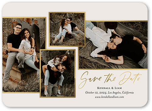 Fresh Frames Save The Date, Grey, 5x7 Flat, Matte, Signature Smooth Cardstock, Rounded