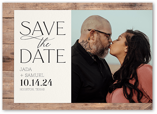 Rustic Date Save The Date, White, 5x7 Flat, Pearl Shimmer Cardstock, Square, White