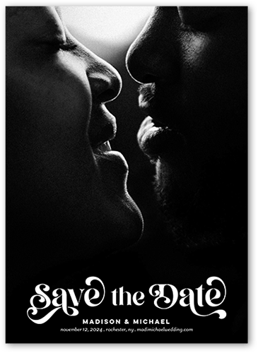 Retro Type Save The Date, White, 5x7 Flat, Standard Smooth Cardstock, Square, White