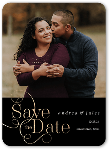 Swirly Date Save The Date, Rounded Corners