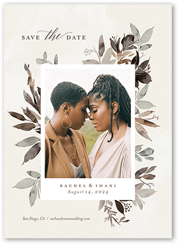 Blooming Feelings Save The Date, Grey, 5x7, Luxe Double-Thick Cardstock, Square