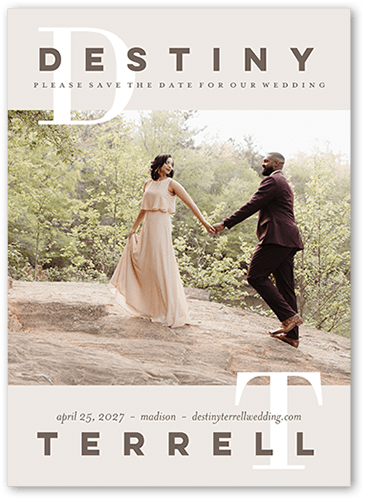 Initial Love  Save The Date, Gray, none, 5x7 Flat, Luxe Double-Thick Cardstock, Square, Gray