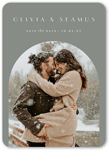 Through The Arch Save The Date, Gray, 5x7 Flat, Standard Smooth Cardstock, Rounded, Gray