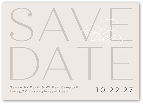 All The Elegance Save The Date, Gray, 5x7 Flat, 100% Recycled Cardstock , Square, Gray