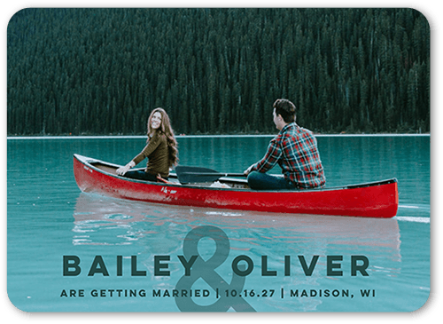 Cedar Ampersand Save The Date, Green, 5x7 Flat, Matte, Signature Smooth Cardstock, Rounded, Green