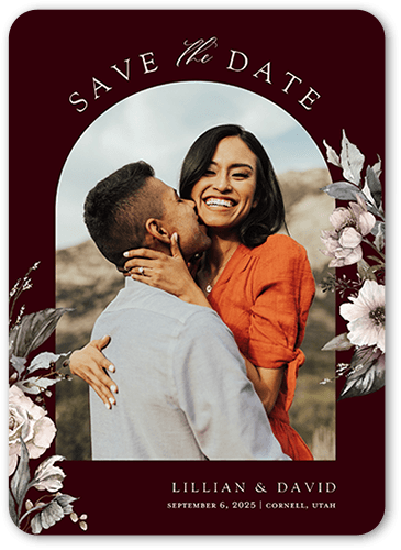 Black Tie Affair Save The Date, Red, 5x7 Flat, Pearl Shimmer Cardstock, Rounded