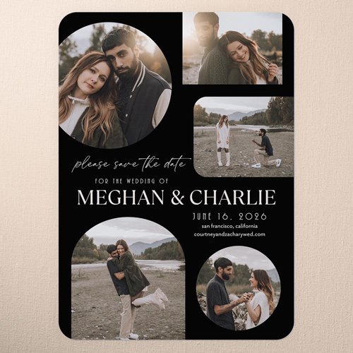 Unique Framing Save The Date, Black, 5x7 Flat, 100% Recycled Cardstock , Rounded, Black