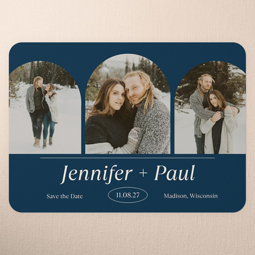 Charming Arches Save The Date, Blue, 5x7 Flat, Write Your Own, 100% Recycled Cardstock , Rounded