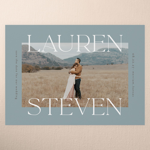 Monumental Marquee Save The Date, Blue, 5x7 Flat, Write Your Own Greeting, Luxe Double-Thick Cardstock, Square